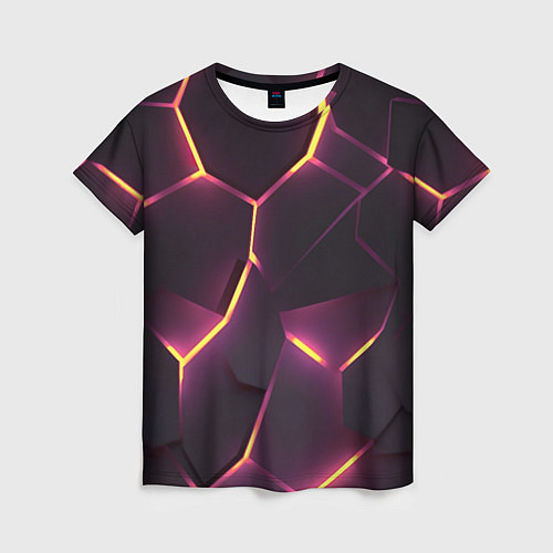 Женская футболка Пурпурные неоновые плиты / 3D-принт – фото 1