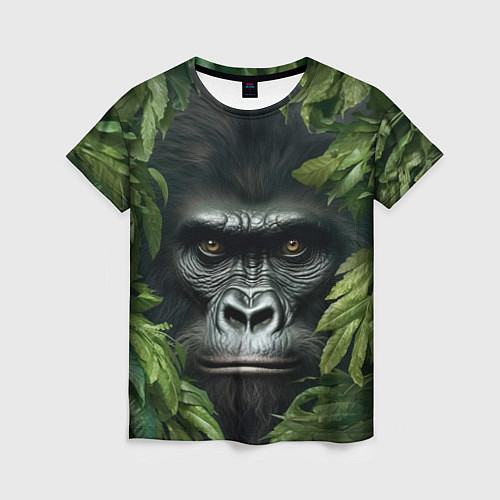 Женская футболка Горилла в джунгях / 3D-принт – фото 1