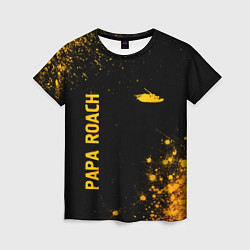 Женская футболка Papa Roach - gold gradient: надпись, символ