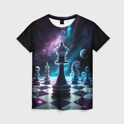 Женская футболка Космические шахматы / 3D-принт – фото 1