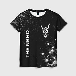 Женская футболка The Neighbourhood и рок символ на темном фоне
