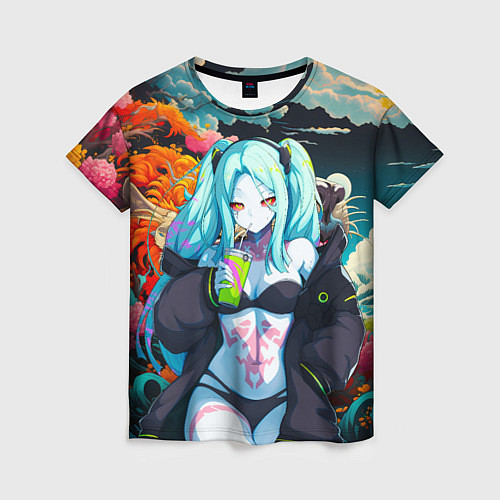 Женская футболка Ребекка и дракон - Киберпанк аниме / 3D-принт – фото 1