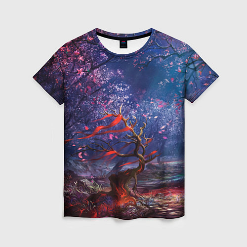 Женская футболка Магический лес при луне / 3D-принт – фото 1