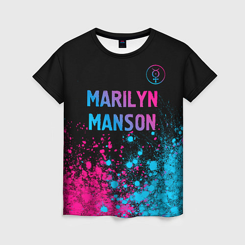 Женская футболка Marilyn Manson - neon gradient: символ сверху / 3D-принт – фото 1