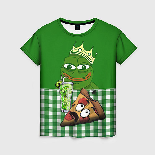 Женская футболка Pepe King with pizza / 3D-принт – фото 1