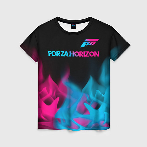 Женская футболка Forza Horizon - neon gradient: символ сверху / 3D-принт – фото 1