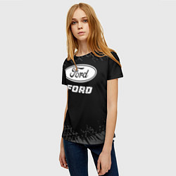 Футболка женская Ford speed на темном фоне со следами шин, цвет: 3D-принт — фото 2