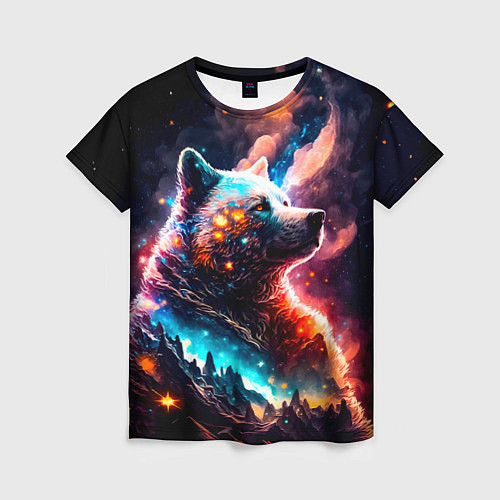 Женская футболка Космический звездный медведь / 3D-принт – фото 1