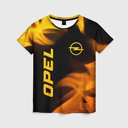Футболка женская Opel - gold gradient: надпись, символ, цвет: 3D-принт