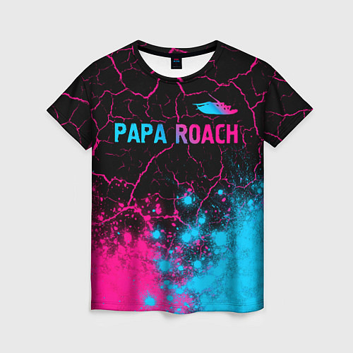 Женская футболка Papa Roach - neon gradient: символ сверху / 3D-принт – фото 1