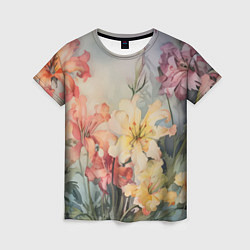 Женская футболка Акварельные лилии
