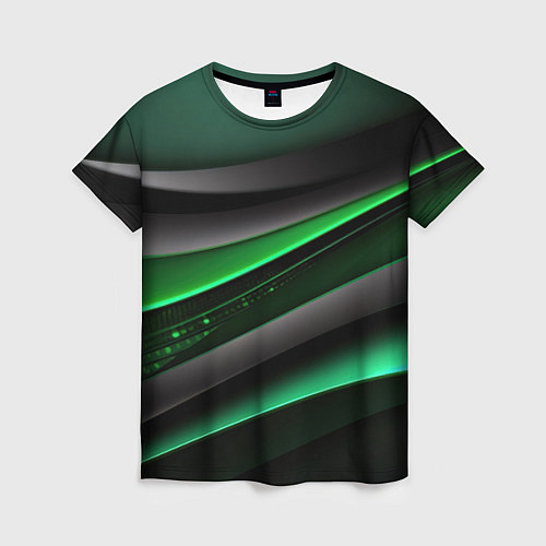 Женская футболка Black green line / 3D-принт – фото 1