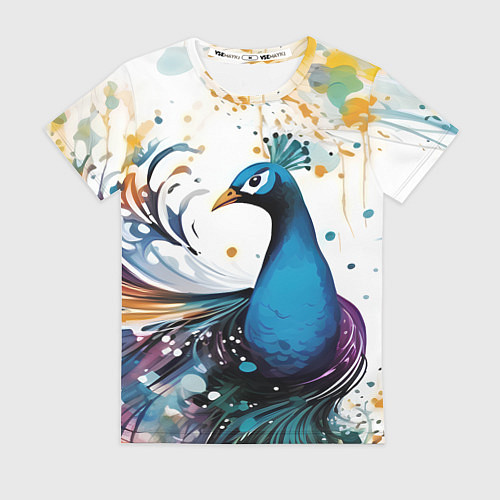 Женская футболка Краски, павлин / 3D-принт – фото 1