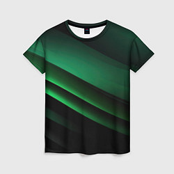 Женская футболка Черно зеленые полосы