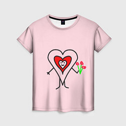 Женская футболка Сердечко с цветами рисунок