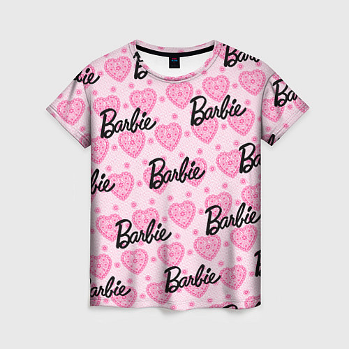 Женская футболка Логотип Барби и розовое кружево / 3D-принт – фото 1