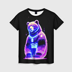 Женская футболка Космический светящийся мишка