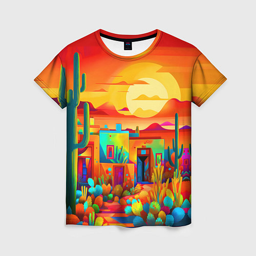Женская футболка Мексиканский янтарный закат в пустыне / 3D-принт – фото 1