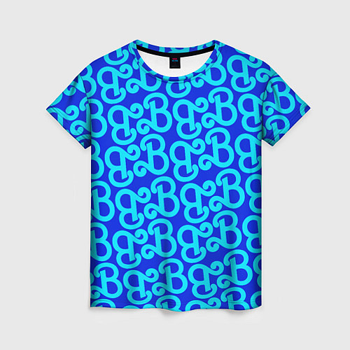 Женская футболка Логотип Барби - синий паттерн / 3D-принт – фото 1