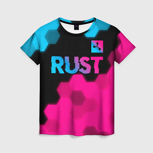 Женская футболка Rust - neon gradient: символ сверху / 3D-принт – фото 1