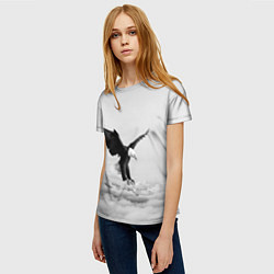 Футболка женская Орёл в облаках черно-белый, цвет: 3D-принт — фото 2