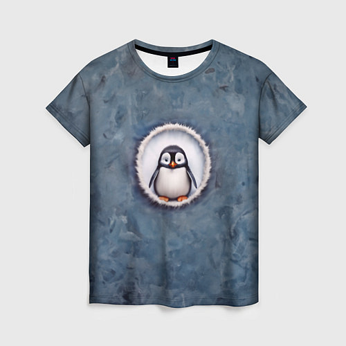 Женская футболка Маленький забавный пингвинчик / 3D-принт – фото 1