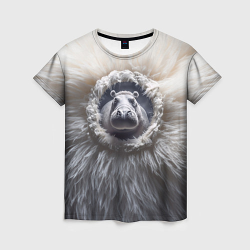 Женская футболка Брутальный бегемот / 3D-принт – фото 1