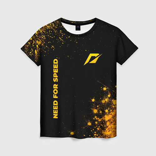 Женская футболка Need for Speed - gold gradient: надпись, символ / 3D-принт – фото 1