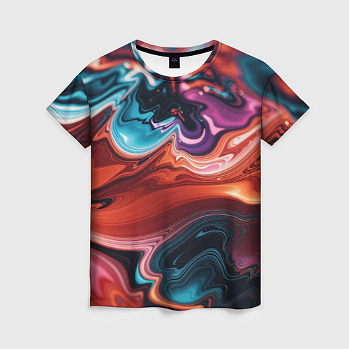 Женская футболка Красочные переливы волн / 3D-принт – фото 1