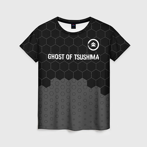 Женская футболка Ghost of Tsushima glitch на темном фоне: символ св / 3D-принт – фото 1