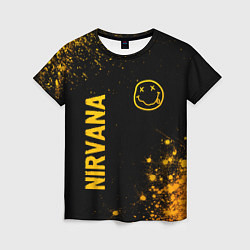 Женская футболка Nirvana - gold gradient: надпись, символ