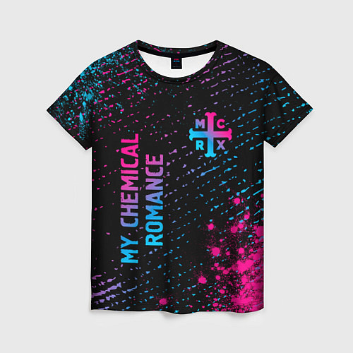 Женская футболка My Chemical Romance - neon gradient: надпись, симв / 3D-принт – фото 1
