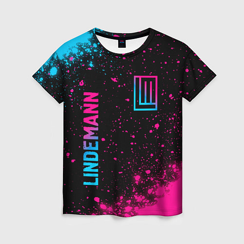 Женская футболка Lindemann - neon gradient: надпись, символ / 3D-принт – фото 1