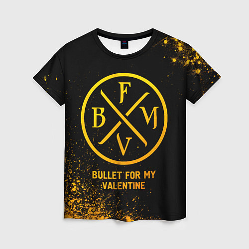 Женская футболка Bullet For My Valentine - gold gradient / 3D-принт – фото 1