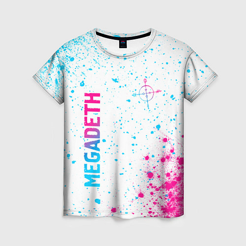 Женская футболка Megadeth neon gradient style: надпись, символ / 3D-принт – фото 1