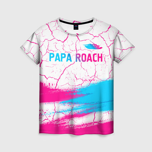 Женская футболка Papa Roach neon gradient style: символ сверху / 3D-принт – фото 1