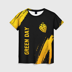 Женская футболка Green Day - gold gradient: надпись, символ