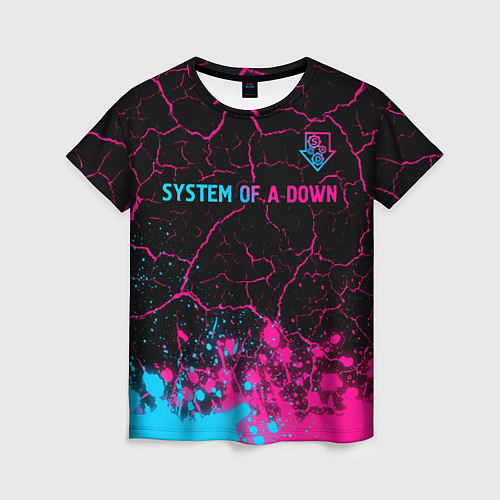 Женская футболка System of a Down - neon gradient: символ сверху / 3D-принт – фото 1