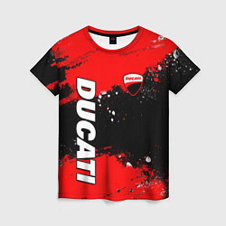 Женская футболка Ducati - красная униформа с красками