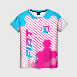 Футболка женская Fiat neon gradient style: надпись, символ, цвет: 3D-принт