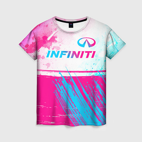 Женская футболка Infiniti neon gradient style: символ сверху / 3D-принт – фото 1