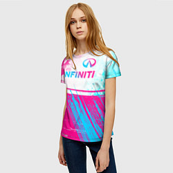 Футболка женская Infiniti neon gradient style: символ сверху, цвет: 3D-принт — фото 2