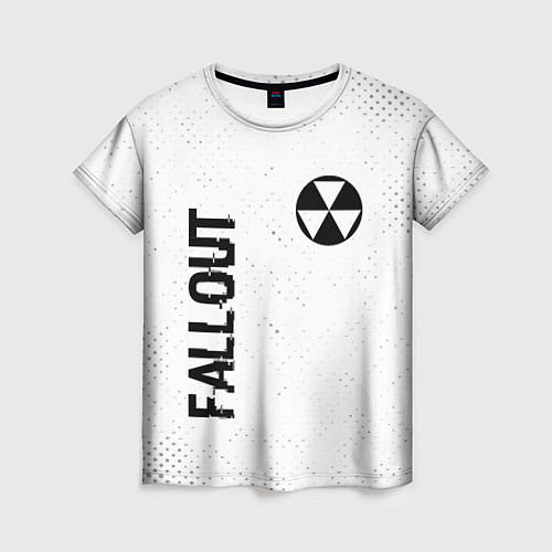 Женская футболка Fallout glitch на светлом фоне: надпись, символ / 3D-принт – фото 1