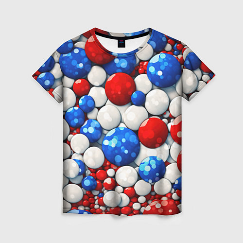 Женская футболка Шарики в цветах флага РФ / 3D-принт – фото 1