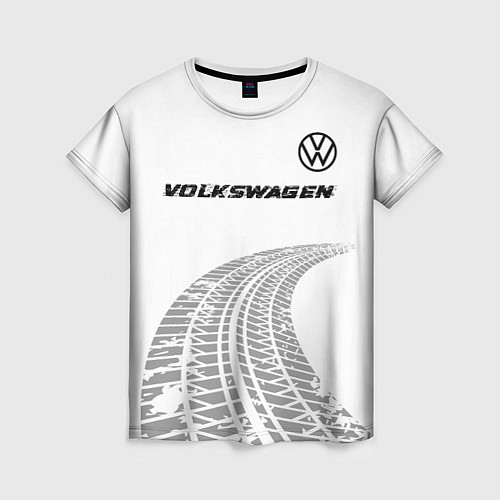 Женская футболка Volkswagen speed на светлом фоне со следами шин: с / 3D-принт – фото 1