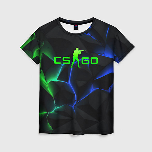 Женская футболка CS GO green blue neon / 3D-принт – фото 1