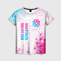 Футболка женская Breaking Benjamin neon gradient style: надпись, си, цвет: 3D-принт