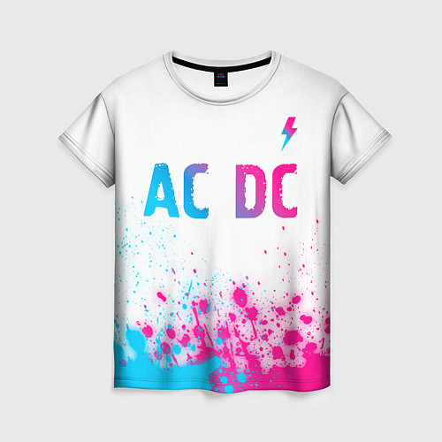 Женская футболка AC DC neon gradient style: символ сверху / 3D-принт – фото 1