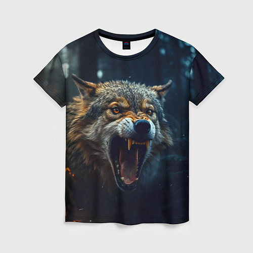Женская футболка Волк рассвет / 3D-принт – фото 1