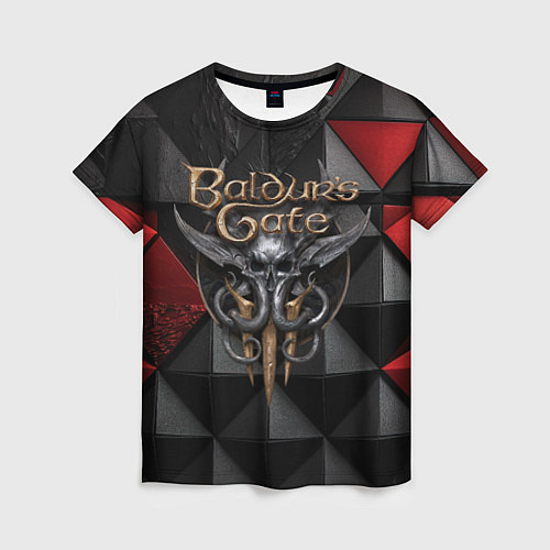 Женская футболка Baldurs Gate 3 logo red black / 3D-принт – фото 1